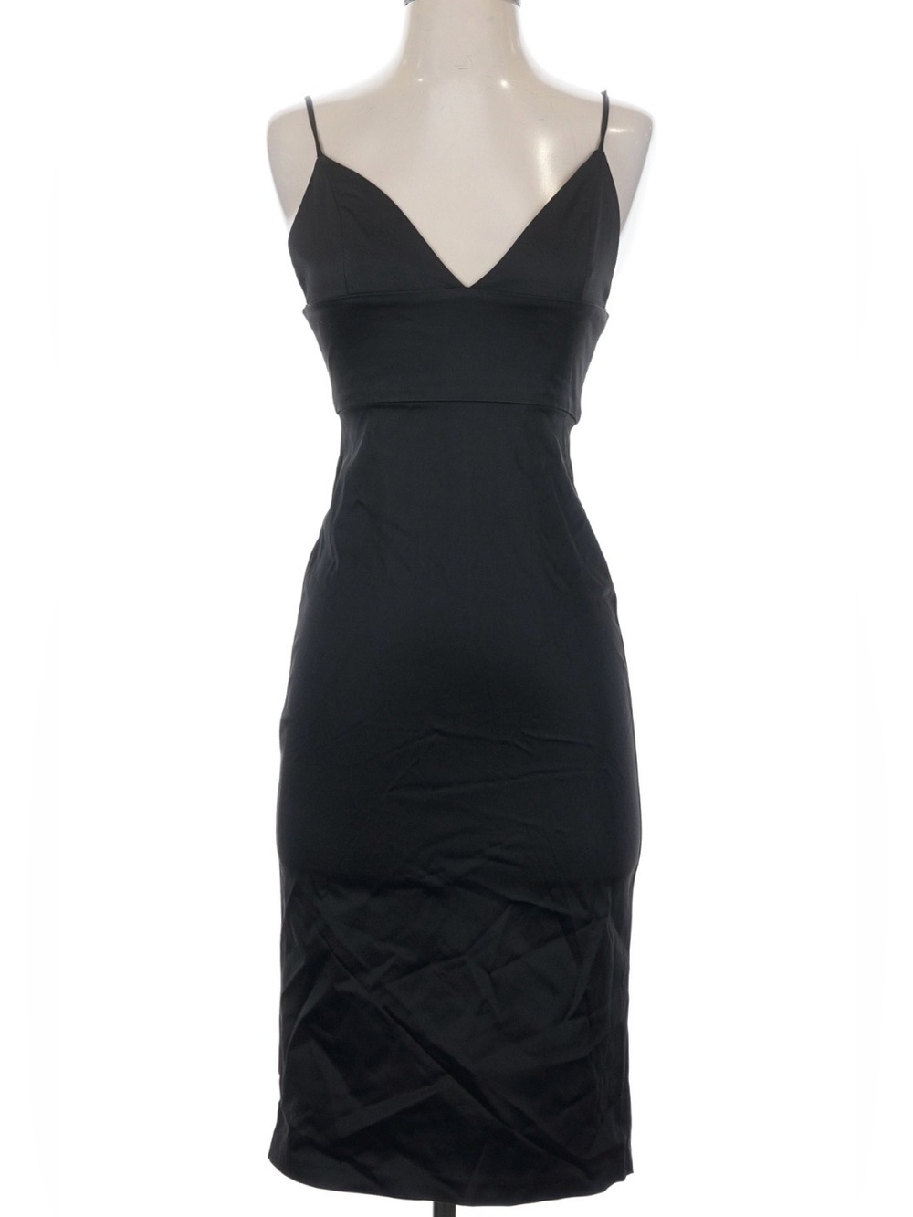 Amanda Uprichard Form Fitting BlackThin Strap Midi Dress- S